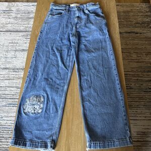 Hollister Super Baggy Jeans Men’s 32x32 Medium Wash New York Graphic Skater Y2K